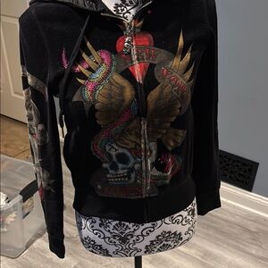 Black Graphic Hoodie with Colorful Design